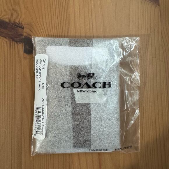 ❤️ Coach Leather Money Clip Card Case Dark Saddle/Dark Saddle Retail - Picture 2 of 8